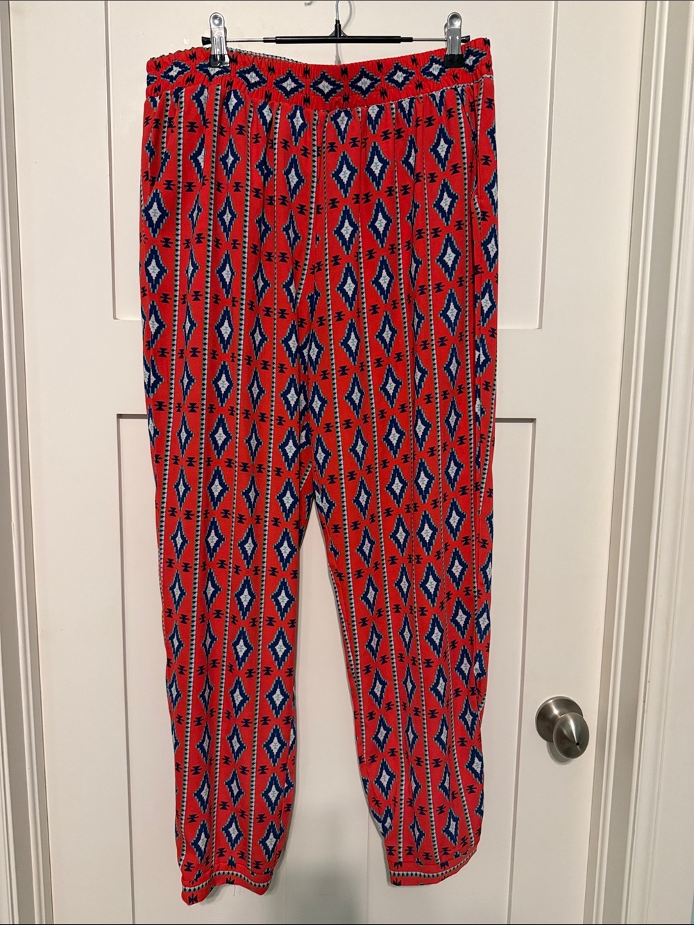 Takara Hot Pink Southwest Geometric Print Jogger Pants with Blue Accents Size L